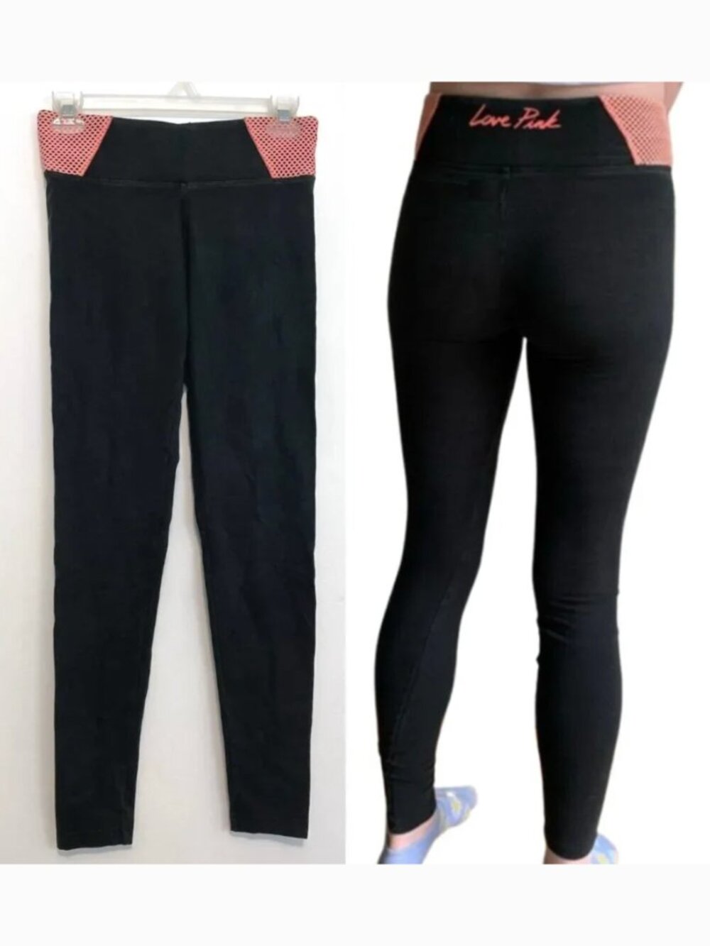 PINK YOGA VS PINK VICTORIAS SECRET Yoga Legging Black Peach Coral Mesh Yoga Pant